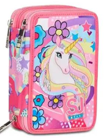 Astuccio 3 Zip Sj Gang Unibraid, Fluo Fuxia